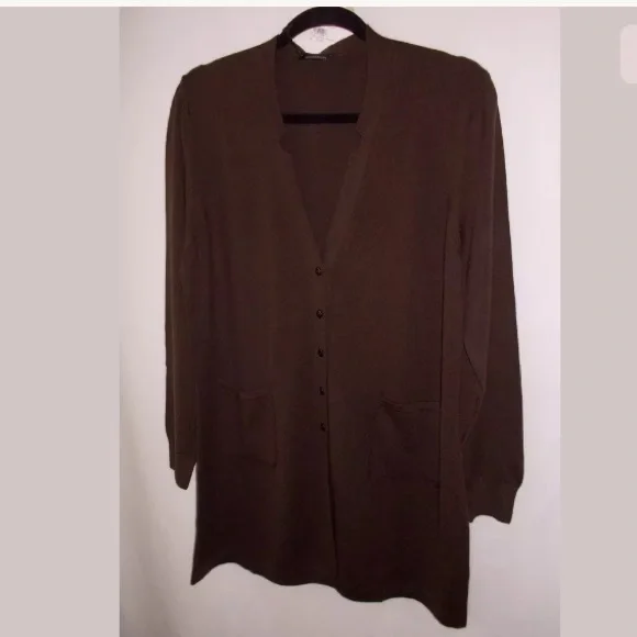 MARCHESIN Brown Merino Wool Cardigan XXL-XXXL - Picture 5 of 7